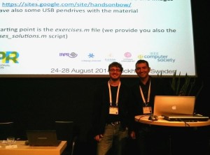 Lamberto Ballan and Lorenzo Seidenari at ICPR 2014