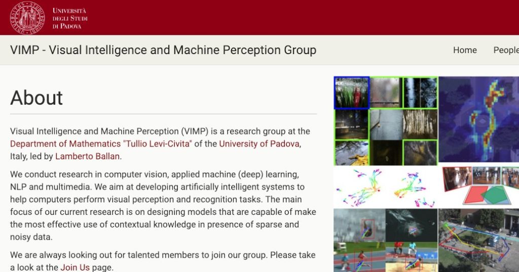 Visual Intelligence and Machine Perception (VIMP) group at UniPD